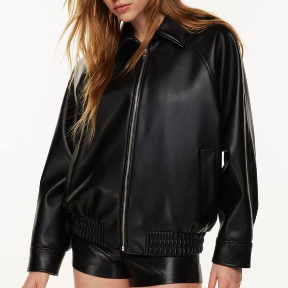 ARITZIA Wilfred Vegan Leather Oversized Bomber Jacket - Picture 10 of 16